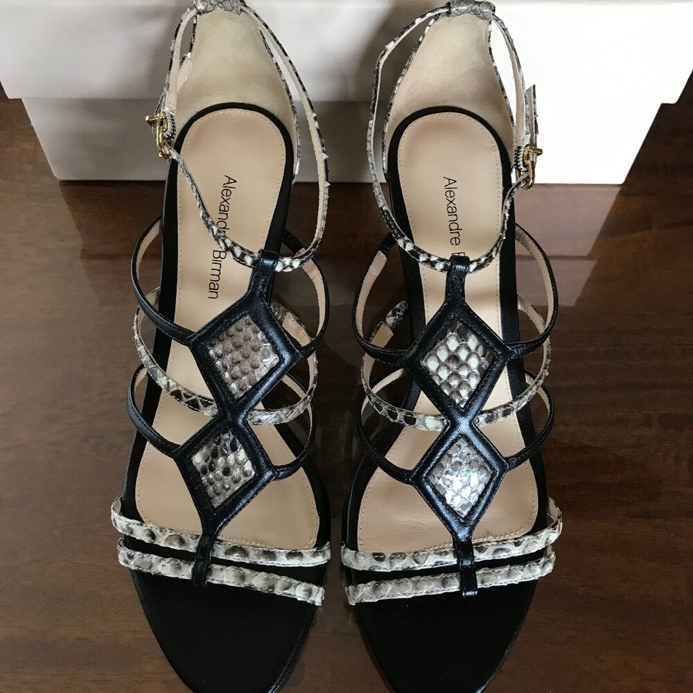 Alexandre Birman Snakeskin Wedge Sandals
